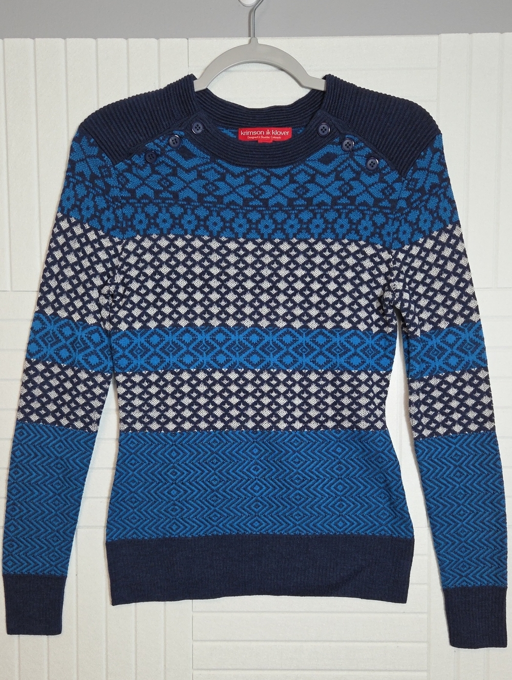 Krimson Klover Blue Button Detail Sweater Size S